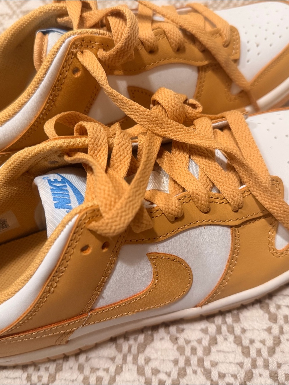 Nike Dunk Low LX Blue Suede and Tan Leather honeycomb